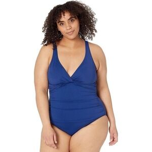 Ralph Lauren Beach Club Twist Solid Underwire‎ One Piece Sapphire Blue Size 16